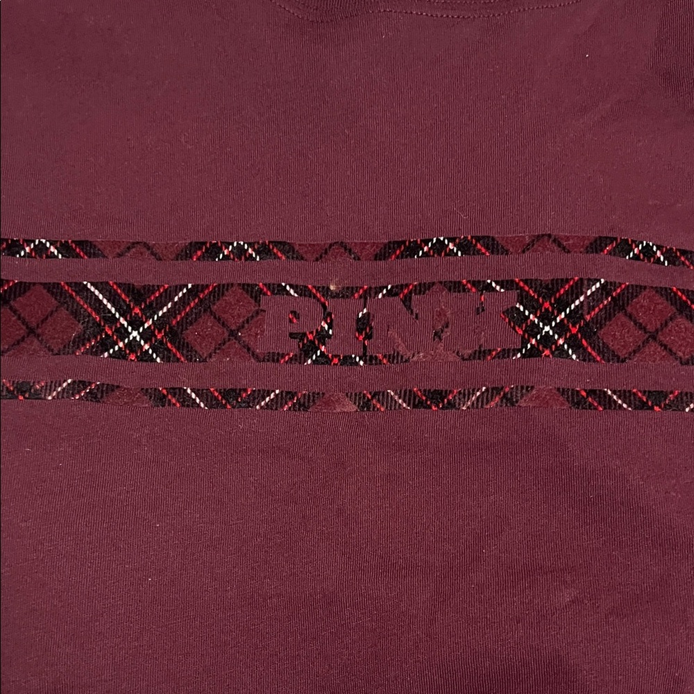 PINK Victoria's Secret White and Burgundy Tees - Picture 5 of 5